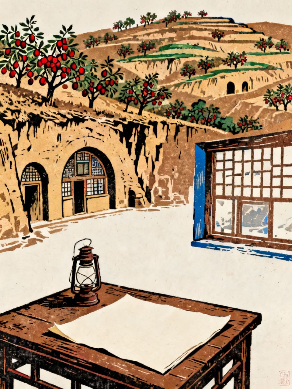 清涧县 · 版画 · AI 示意