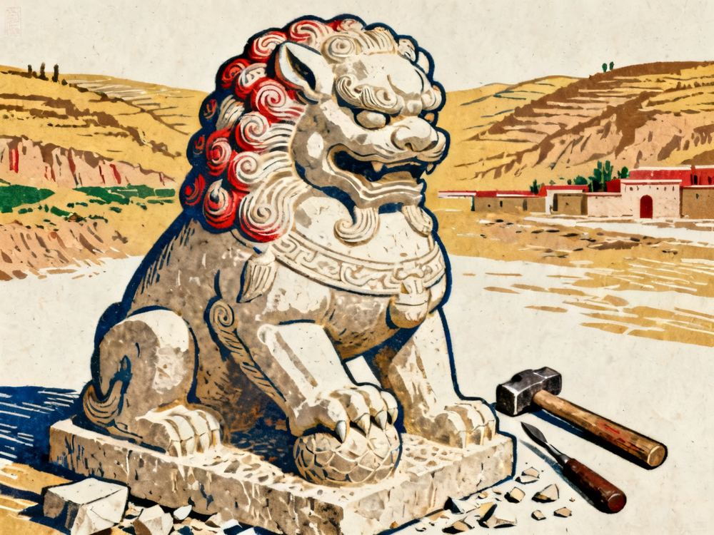 绥德石雕 · 版画 · AI 示意