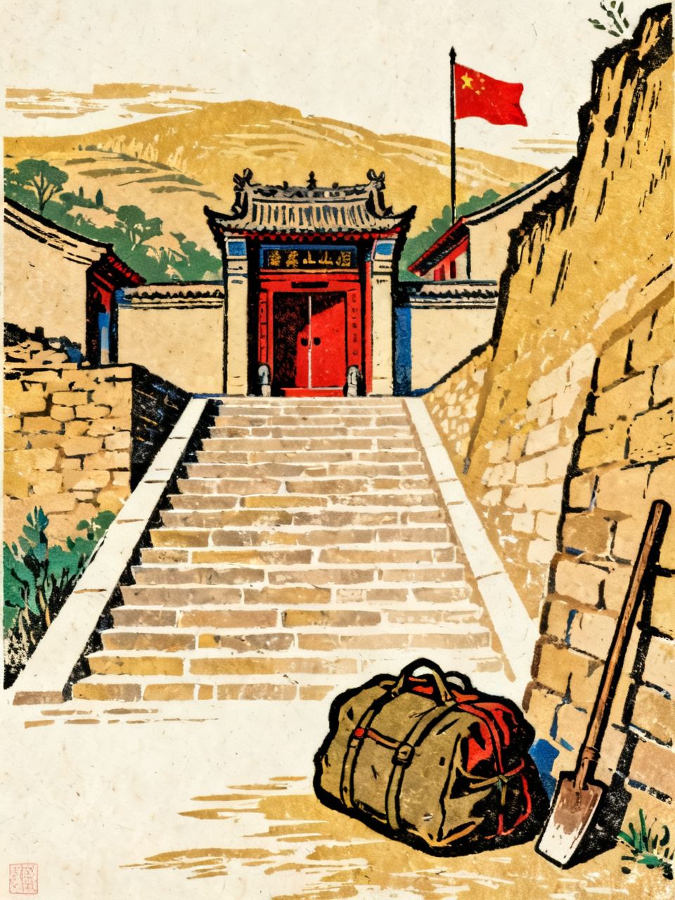 闯王李自成：从米脂驿卒到大顺皇帝 · 版画 · AI 示意
