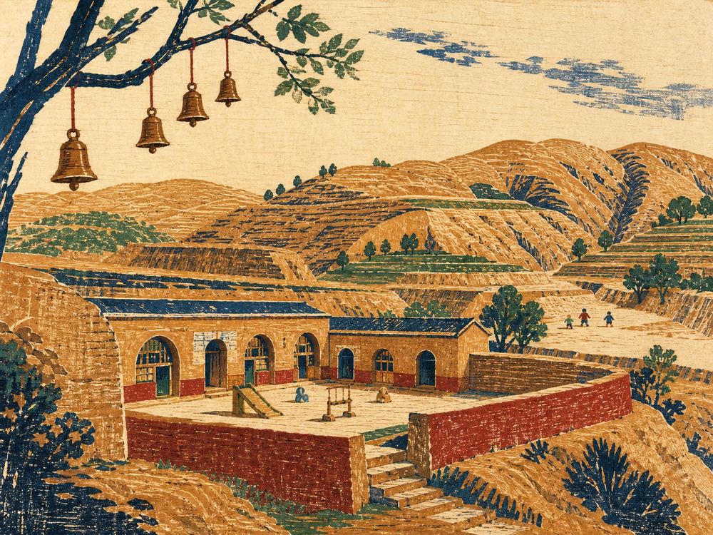 绥德县铛铛乐托育园 · 版画 · AI 示意
