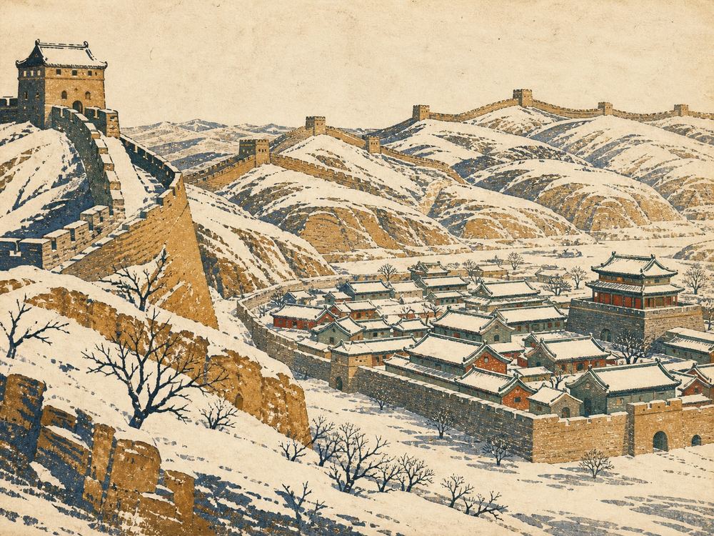 冰雪季 · 版画 · AI 示意