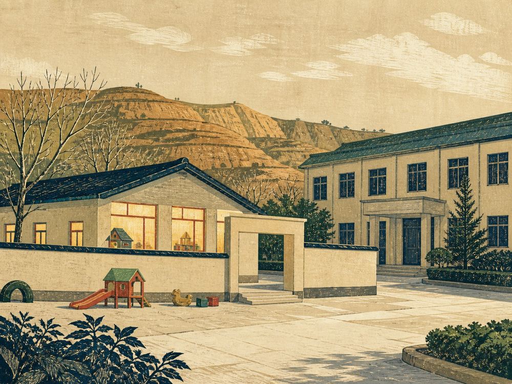 上郡路办事处肤施路社区托育服务中心 · 版画 · AI 示意