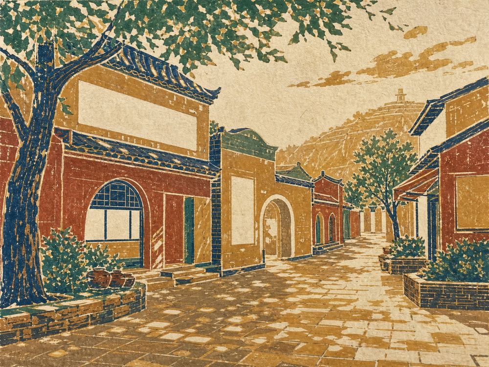 神木市出彩贝贝托育中心 · 版画 · AI 示意
