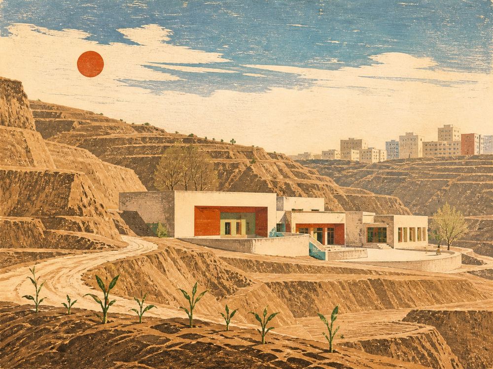 神木市金柚柚托育园 · 版画 · AI 示意