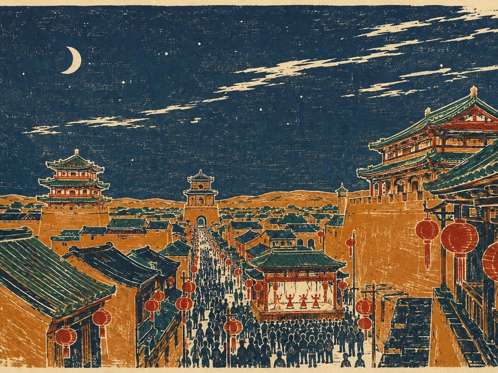 清爽榆林 · 古城系列文艺演出 2026 · 版画 · AI 示意