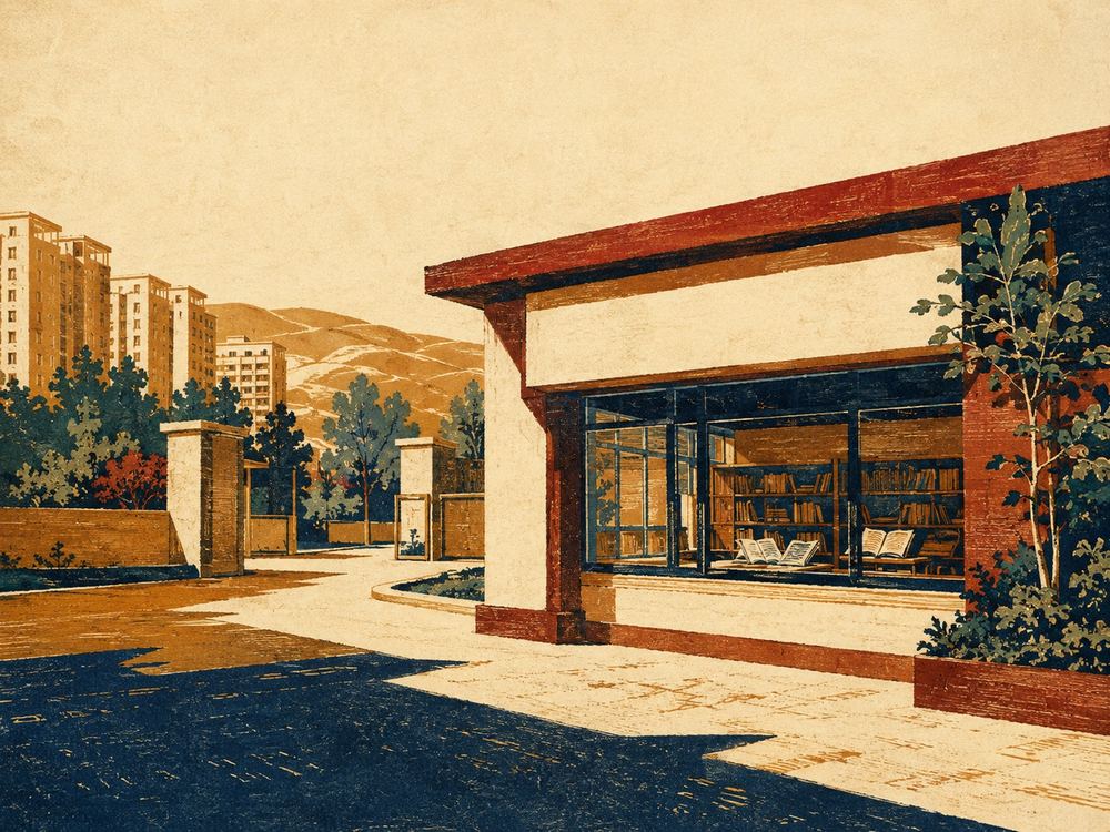 榆阅空间 · 银沙福苑分馆 · 版画 · AI 示意