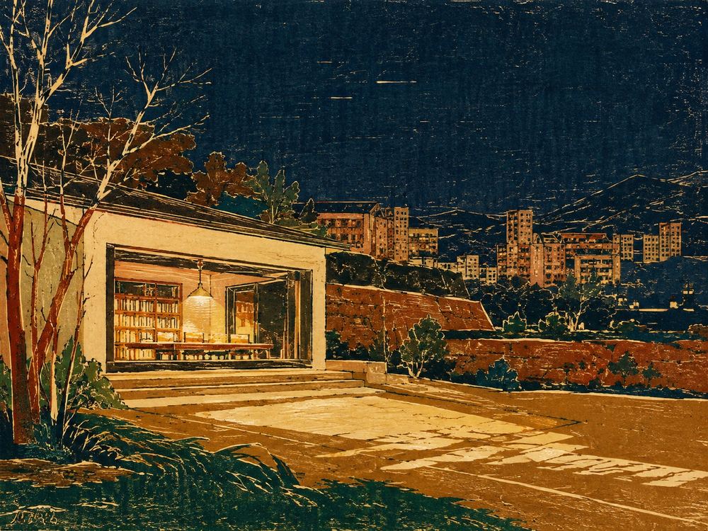 榆阅空间 · 尚宸紫金苑分馆 · 版画 · AI 示意