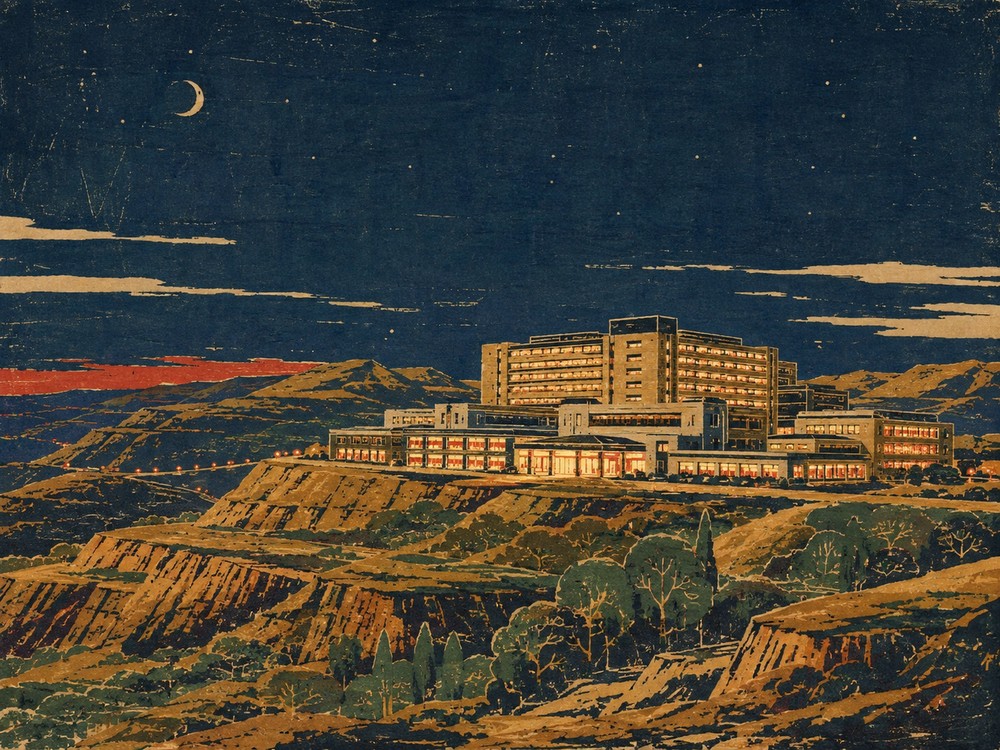 榆林市第一医院（榆林院区） · 版画 · AI 示意