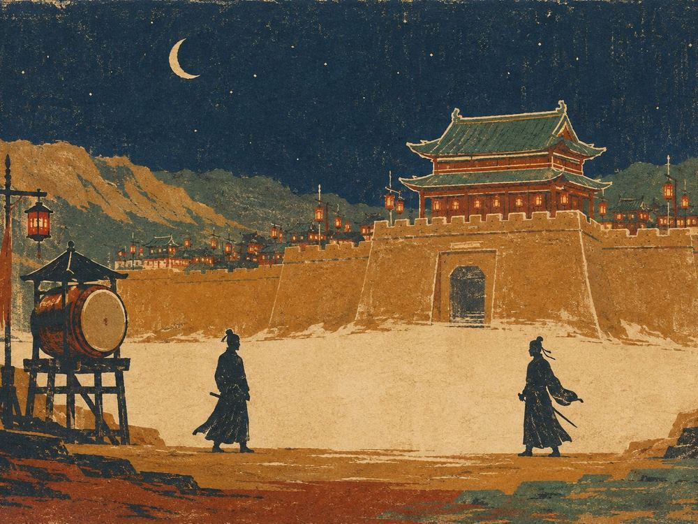 长安十二时辰 · 版画 · AI 示意